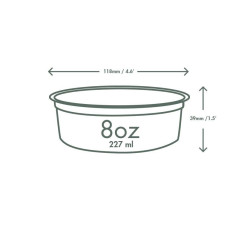 Contenitori per alimenti tondi 235 ml in PLA