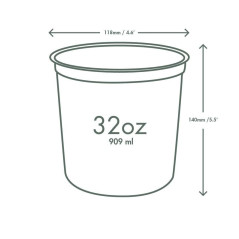 Contenitori alimentari per asporto tondi 950 ml in PLA