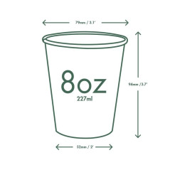 Bicchieri biodegradabili in carta+PLA 240ml ø 7,9