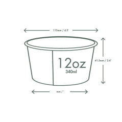 Ciotole bianche in cartoncino 350 ml ø 11,5 cm