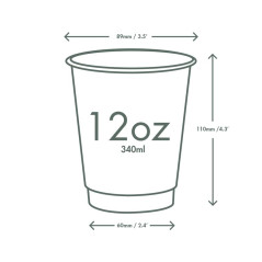 Bicchieri doppio strato biodegradabili in carta+PLA 360ml ø 8,9