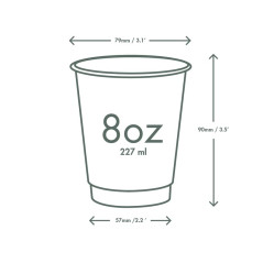 Bicchieri doppio strato biodegradabili in carta+PLA 240ml ø 7,9