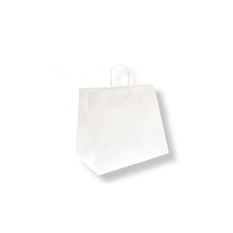 Sacchetti/Shoppers in Carta Colore:Bianco 32+21x28,5cm