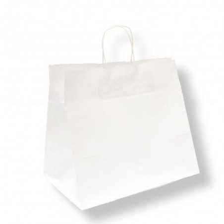 Sacchetti/Shoppers in Carta Colore:Bianco 32+21x28,5cm