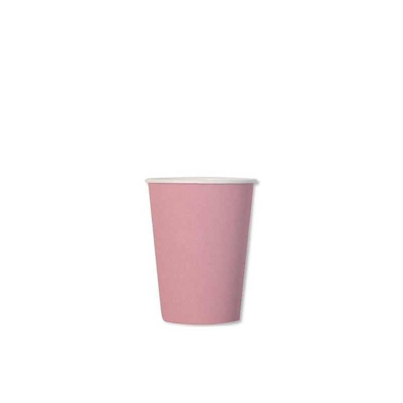 Bicchieri rosa in cartoncino e PLA 250ml diametro 8